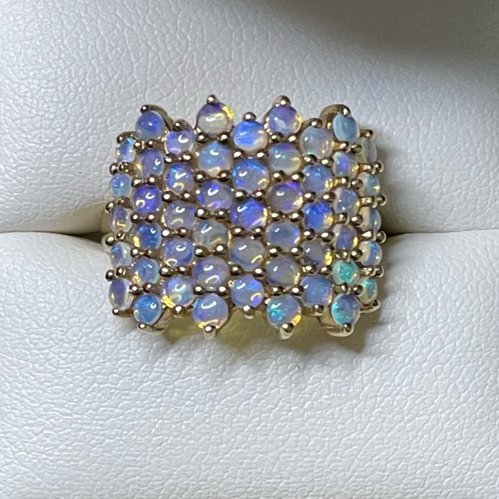 Natural Opal Cluster Ring - Size 6.5